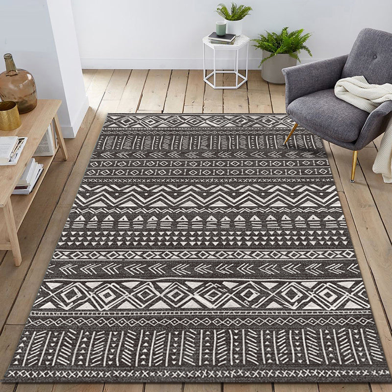 Ethnically Geometric Printed Rug Multi Colors Cotton Blend Indoor Rug Pet Friendly Easy Care Area Rug for Living Room