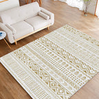 Ethnically Geometric Printed Rug Multi Colors Cotton Blend Indoor Rug Pet Friendly Easy Care Area Rug for Living Room