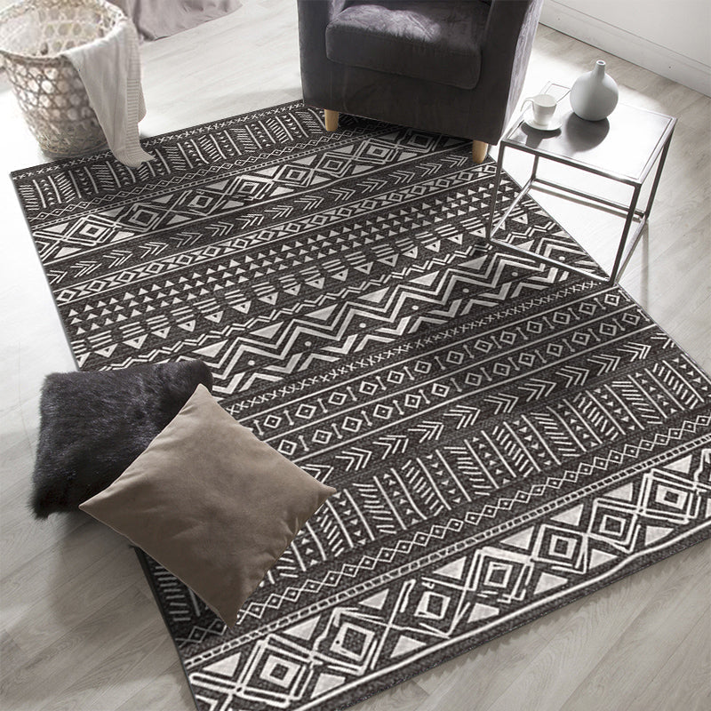Ethnically Geometric Printed Rug Multi Colors Cotton Blend Indoor Rug Pet Friendly Easy Care Area Rug for Living Room