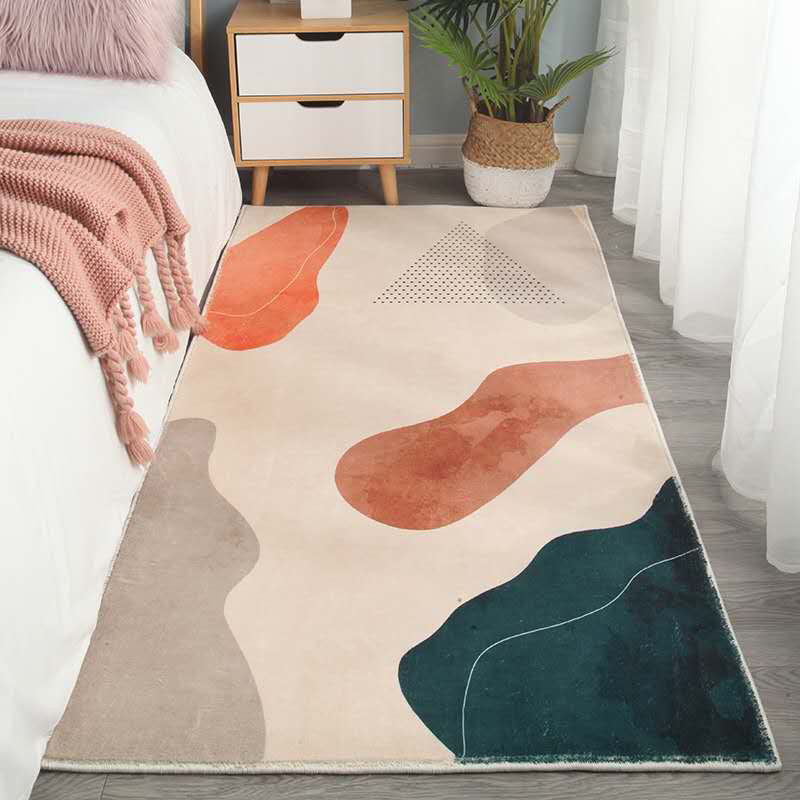 Relaxing abstract printed rug multicolored lambswool rug non-slip backing pet-friendly washable rug for rooms