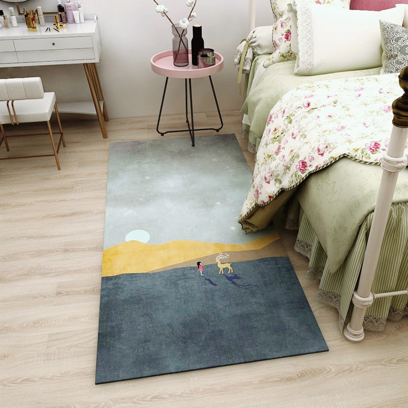 Multicolored Bedroom Rug Western Color Block Area Rug Polyester Easy Care Machine Washable Indoor Carpet