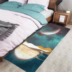 Multicolored Bedroom Rug Western Color Block Area Rug Polyester Easy Care Machine Washable Indoor Carpet