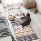 Moroccan Geometric Print Rug Multicolored Cotton Blend Rug Machine Washable Pet-Friendly Rug with Fringe for the Room