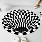 Casual 3D Geo Rug Black-White Creative Area Rug Polyester Non-Slip Back Machine Washable Indoor Rug for Bathroom