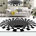 Colorful Living Room Rug Funky 3D Geometric Rug for Indoor Use Synthetic Non-Slip Back Washable Rug