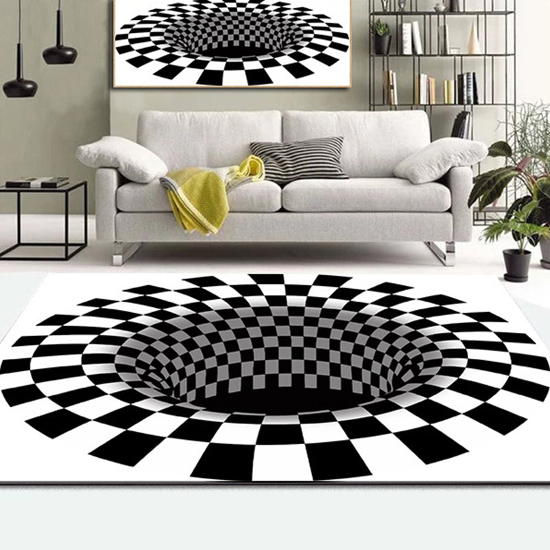 Colorful Living Room Rug Funky 3D Geometric Rug for Indoor Use Synthetic Non-Slip Back Washable Rug