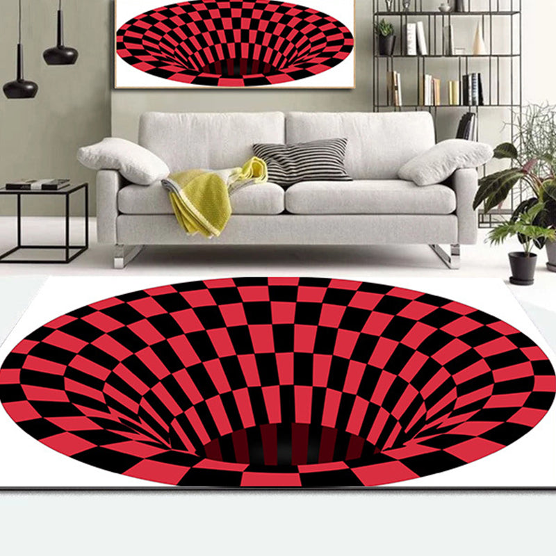 Colorful Living Room Rug Funky 3D Geometric Rug for Indoor Use Synthetic Non-Slip Back Washable Rug