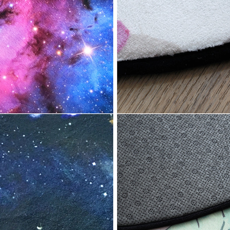 Multicolored novelty carpet polyester 3D starry sky rug non-slip machine washable easy care carpet for children