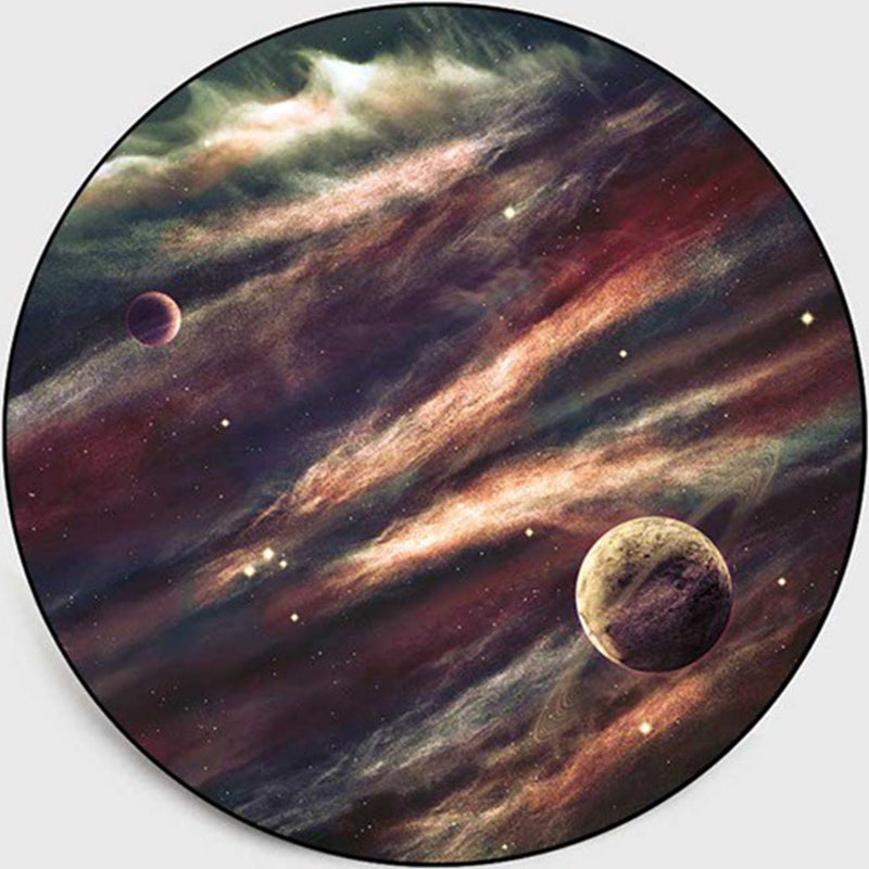 Colorful Children's Room Rug Contemporary Space 3D Printed Carpet Polyester Non-Slip Washable Rug