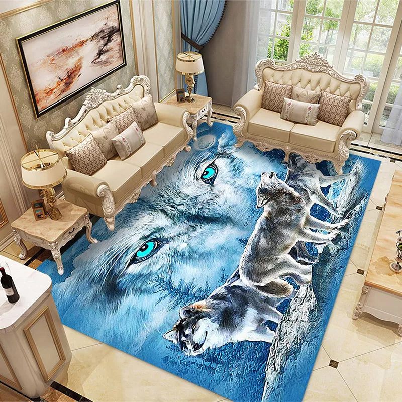Multicolored Children's Room Rug Unique 3D Animal Area Rug Polyester Pet-Friendly Non-Slip Washable Rug