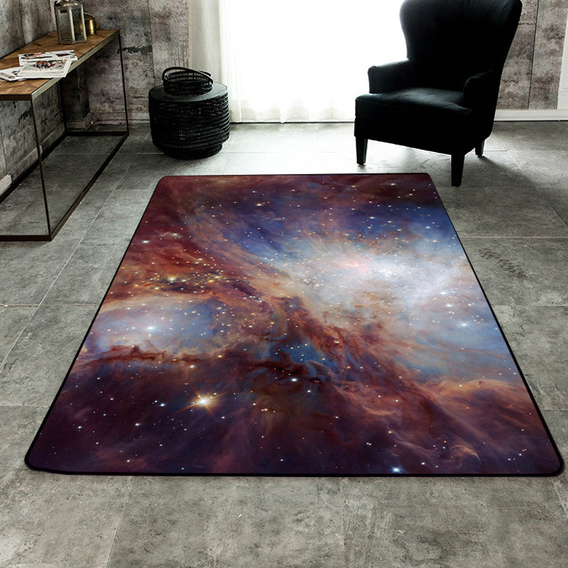 Calming Kids Rug Multicolor 3D Starry Sky Pattern Rug Polypropylene Non-slip Machine Washable Rug