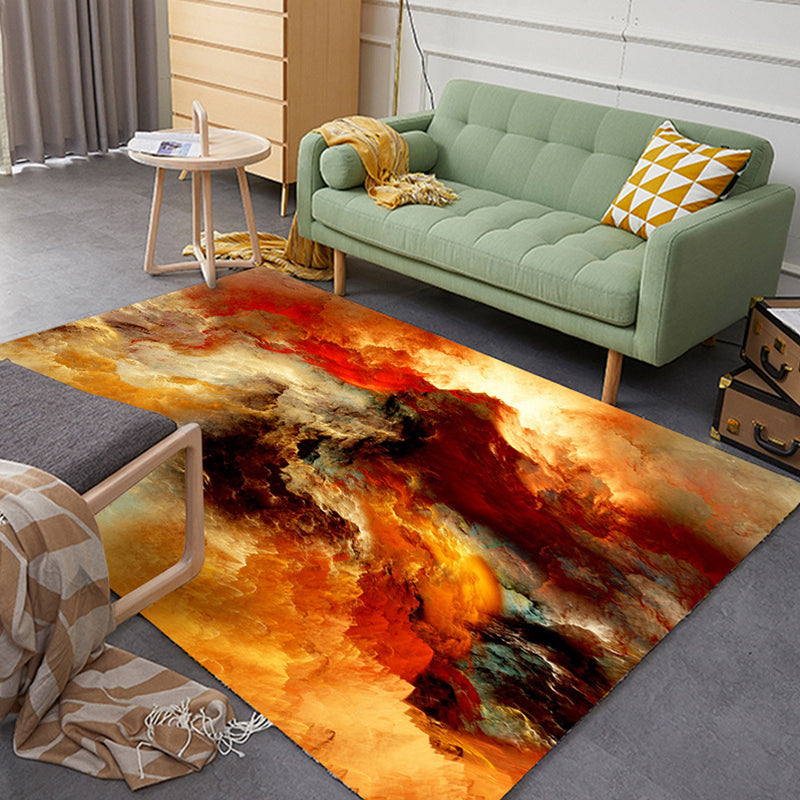 Colorful Relaxation Area Rug Cotton Blend Cartoon Pattern Indoor Rug Machine Washable Non-Slip Rug for Décor