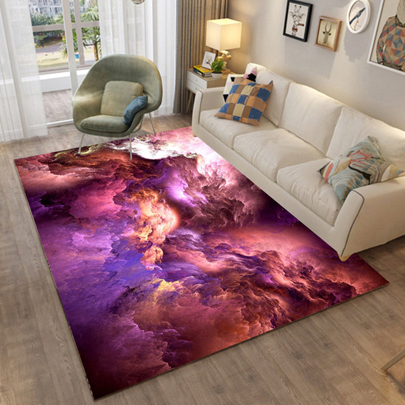 Colorful Relaxation Area Rug Cotton Blend Cartoon Pattern Indoor Rug Machine Washable Non-Slip Rug for Décor