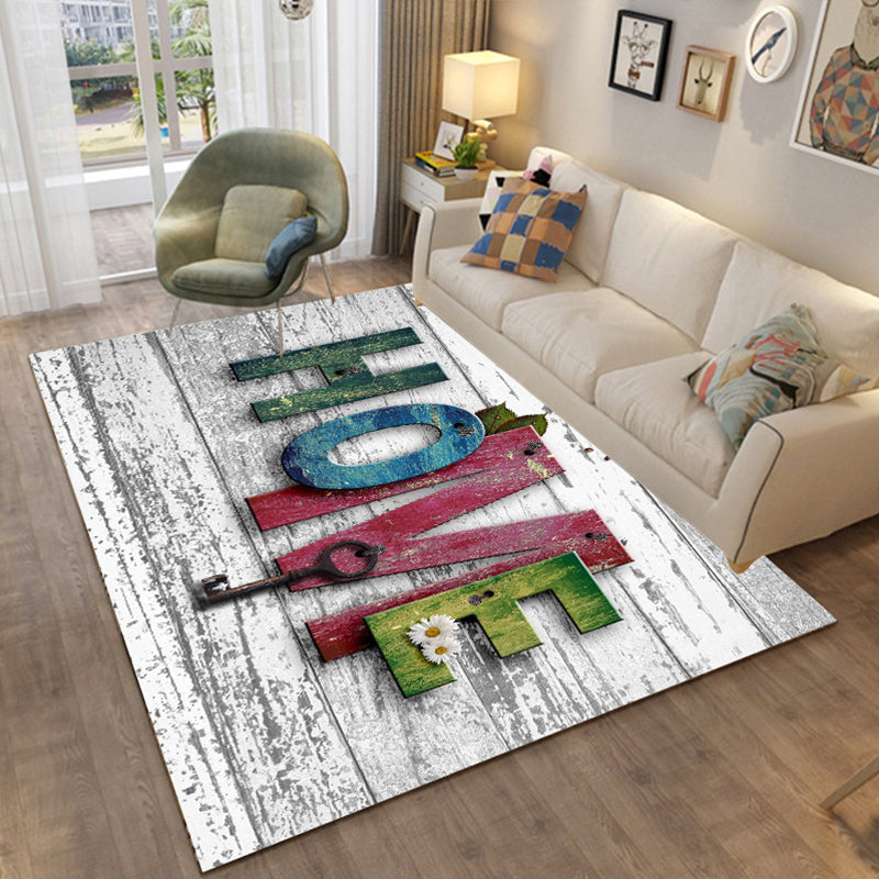 Colorful Relaxation Area Rug Cotton Blend Cartoon Pattern Indoor Rug Machine Washable Non-Slip Rug for Décor