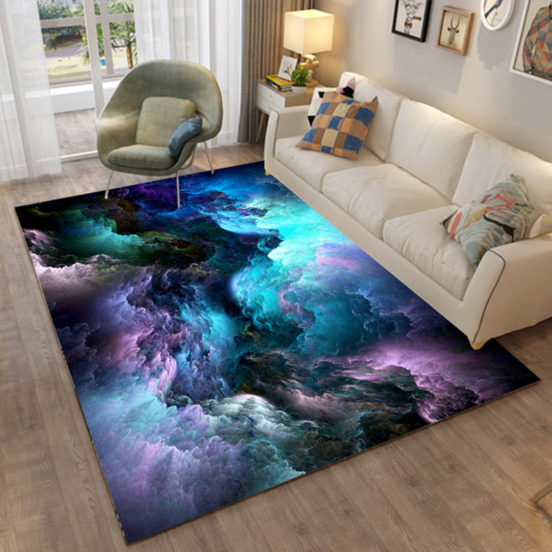 Colorful Relaxation Area Rug Cotton Blend Cartoon Pattern Indoor Rug Machine Washable Non-Slip Rug for Décor