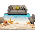 Modern Beach Print Rug Multicolor Polyester Area Rug Easy Care Machine Washable Living Room Rug for Children's Room