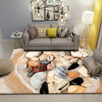 Modern Beach Print Rug Multicolor Polyester Area Rug Easy Care Machine Washable Living Room Rug for Children's Room