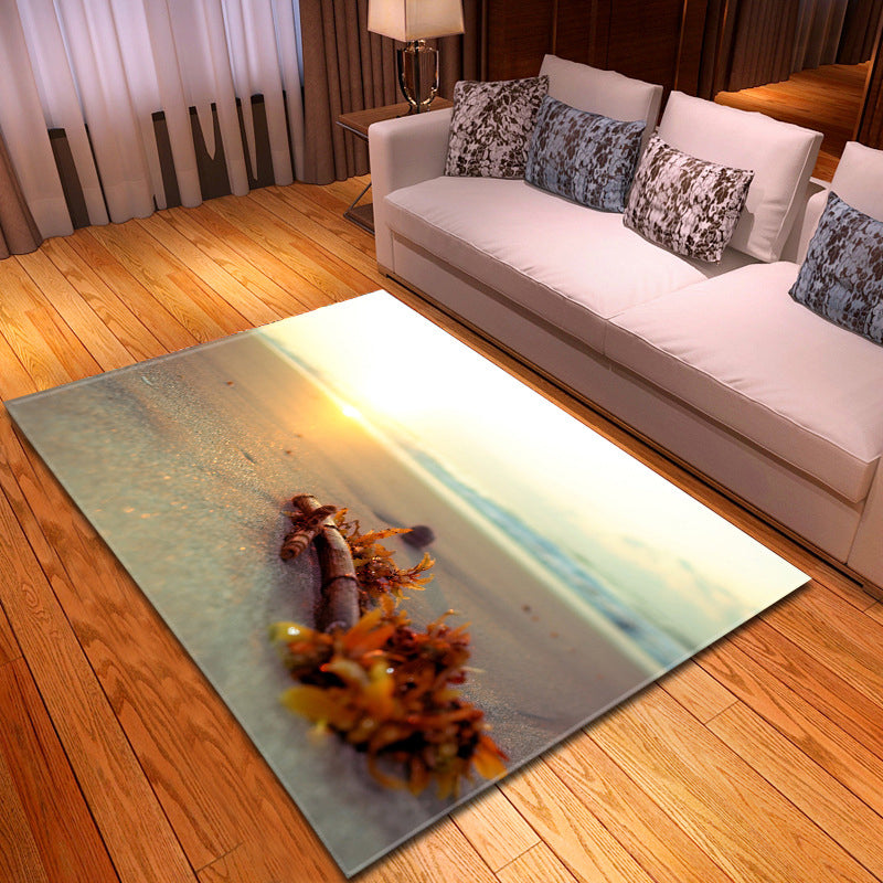 Multicolor beach print rug made of polypropylene Trend rug with non-slip backing pet-friendly rug for living room