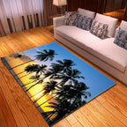 Multicolor beach print rug made of polypropylene Trend rug with non-slip backing pet-friendly rug for living room