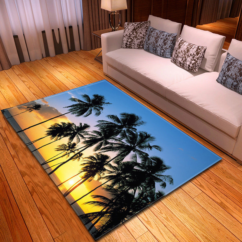 Multicolor beach print rug made of polypropylene Trend rug with non-slip backing pet-friendly rug for salon