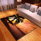 Multicolor beach print rug made of polypropylene Trend rug with non-slip backing pet-friendly rug for living room