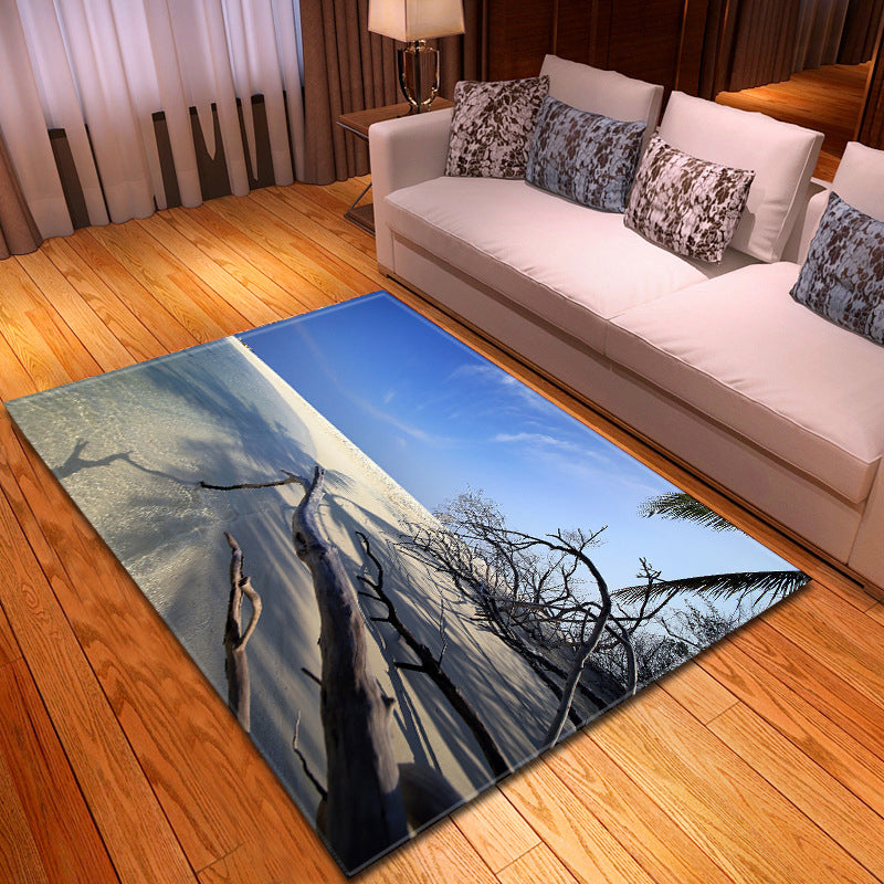 Multicolor beach print rug made of polypropylene Trend rug with non-slip backing pet-friendly rug for salon