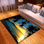 Multicolor beach print rug made of polypropylene Trend rug with non-slip backing pet-friendly rug for living room