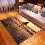 Multicolor beach print rug made of polypropylene Trend rug with non-slip backing pet-friendly rug for living room