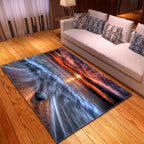 Multicolor beach print rug made of polypropylene Trend rug with non-slip backing pet-friendly rug for living room