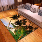 Multicolor beach print rug made of polypropylene Trend rug with non-slip backing pet-friendly rug for living room