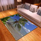 Multicolor beach print rug made of polypropylene Trend rug with non-slip backing pet-friendly rug for living room