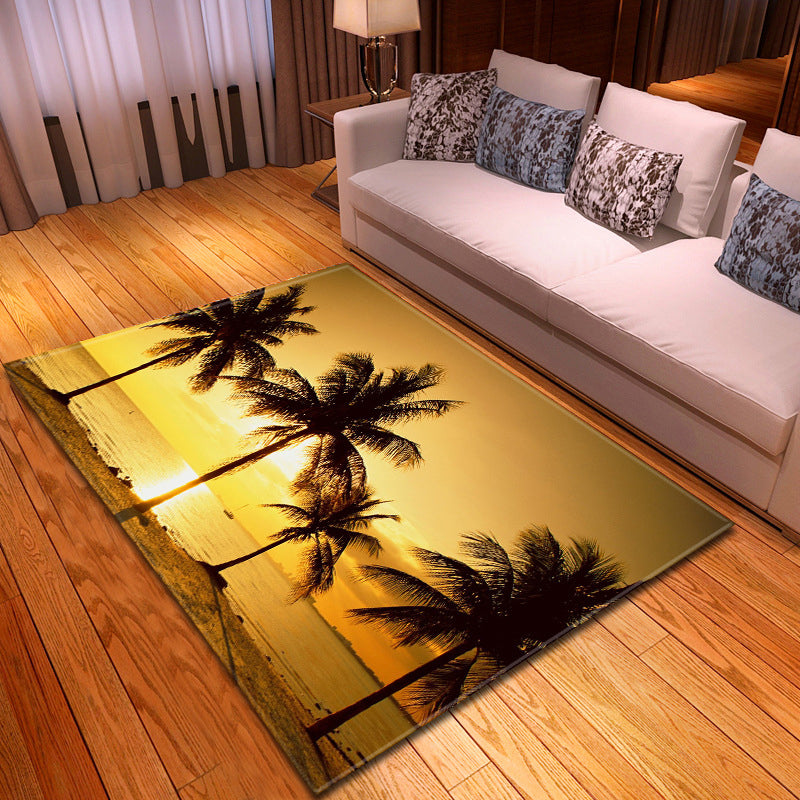 Multicolor beach print rug made of polypropylene Trend rug with non-slip backing pet-friendly rug for living room