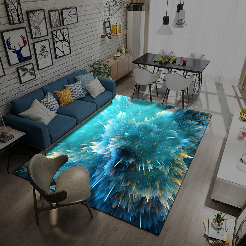 Multicolored novelty rug synthetic starry sky area rug non-slip backing pet-friendly rug for the living room