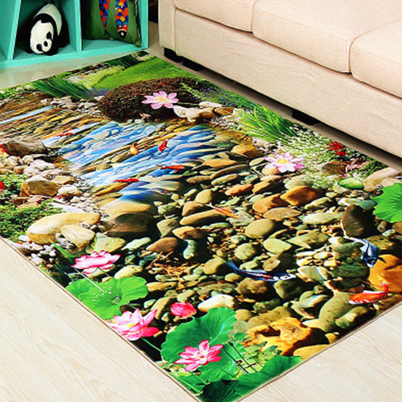 Funky Kids Rug Multicolor 3D Patterned Polyester Rug Washable Pet Friendly Easy Care Rug