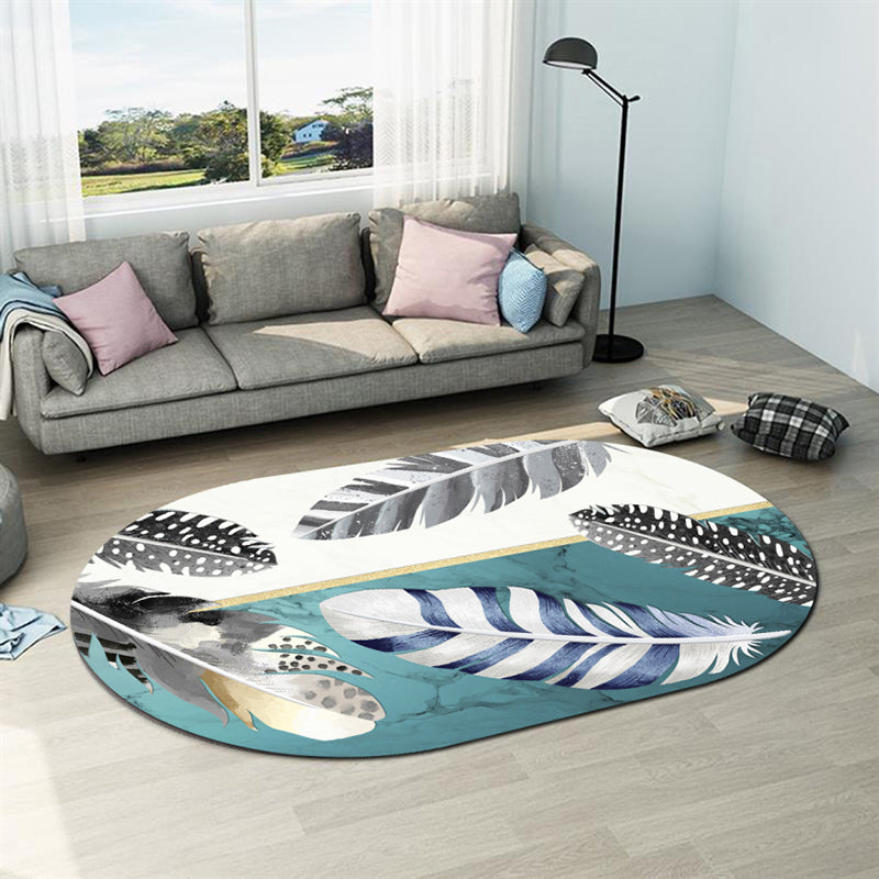 Casual abstract print rug Multicolor Polyester rug Non-slip underside Stain-resistant rug for living room