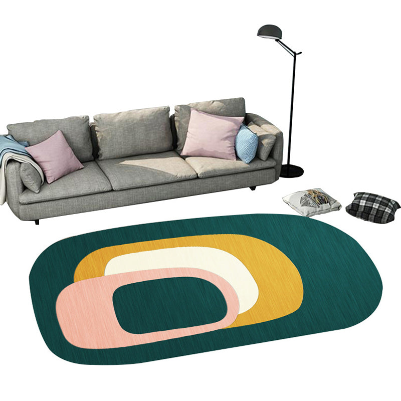 Casual abstract print rug Multicolor Polyester rug Non-slip underside Stain-resistant rug for living room