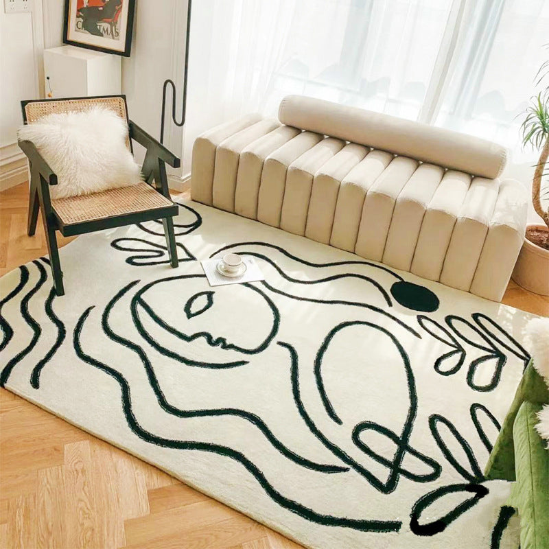 Simple Bedroom Rug Multicolored Abstract Cartoon Area Rug Polyester Pet-Friendly Non-Slip Rug