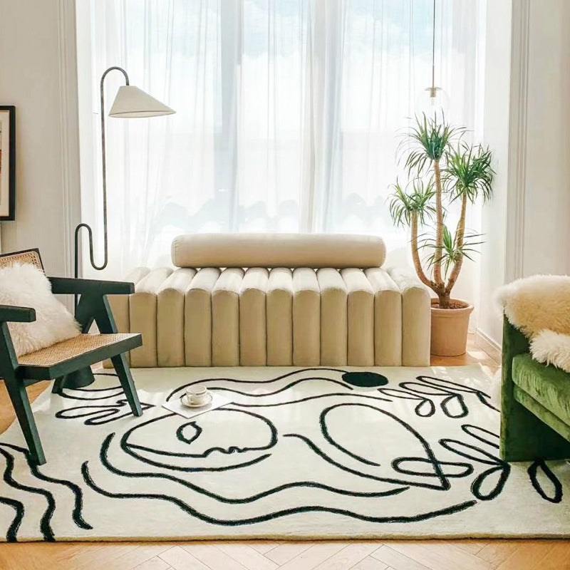 Simple Bedroom Rug Multicolored Abstract Cartoon Area Rug Polyester Pet-Friendly Non-Slip Rug