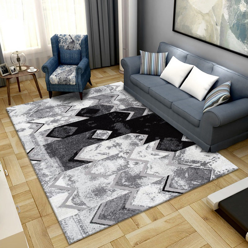 Simple Color Block Rug Multicolored Synthetic Area Rug Non-Slip Back Washable Easy-Care Rug for the Living Room