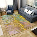 Simple Color Block Rug Multicolored Synthetic Area Rug Non-Slip Back Washable Easy-Care Rug for the Living Room