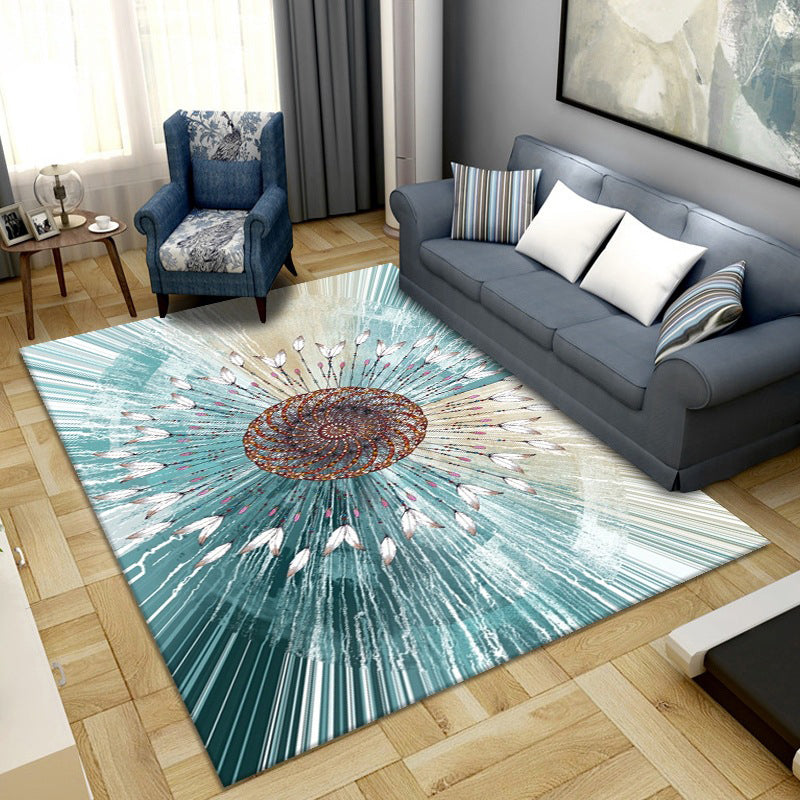 Simple Color Block Rug Multicolored Synthetic Area Rug Non-Slip Back Washable Easy-Care Rug for the Living Room