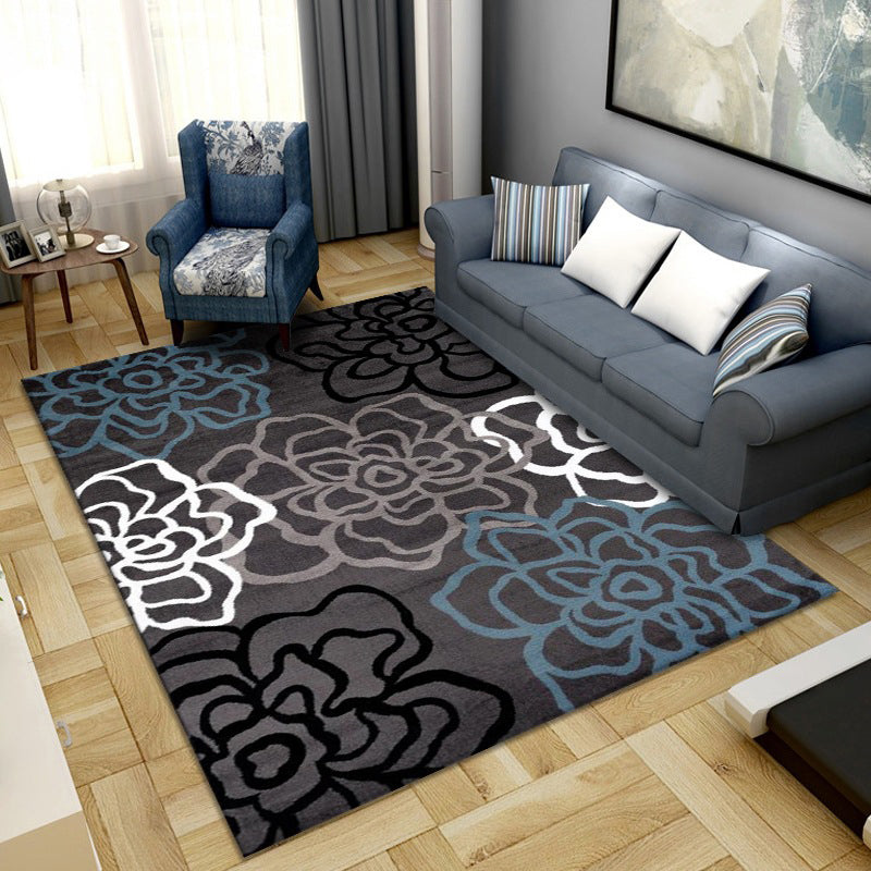 Simple Color Block Rug Multicolored Synthetic Area Rug Non-Slip Back Washable Easy-Care Rug for the Living Room