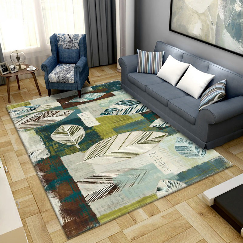 Simple Color Block Rug Multicolored Synthetic Area Rug Non-Slip Back Washable Easy-Care Rug for the Living Room