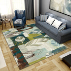 Simple Color Block Rug Multicolored Synthetic Area Rug Non-Slip Back Washable Easy-Care Rug for the Living Room