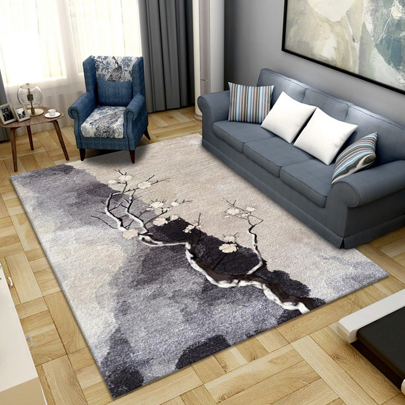 Simple Color Block Rug Multicolored Synthetic Area Rug Non-Slip Back Washable Easy-Care Rug for the Living Room