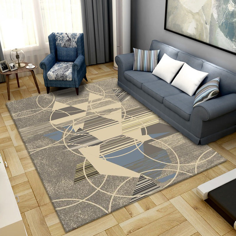 Simple Color Block Rug Multicolored Synthetic Area Rug Non-Slip Back Washable Easy-Care Rug for the Living Room