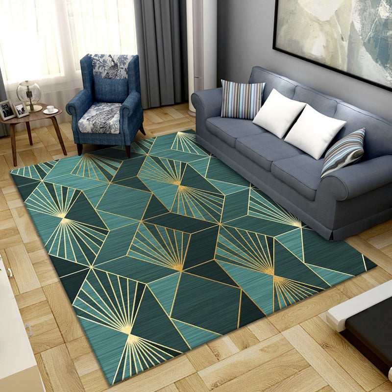 Simple Color Block Rug Multicolored Synthetic Area Rug Non-Slip Back Washable Easy-Care Rug for the Living Room