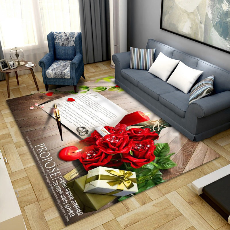 Simple Color Block Rug Multicolored Synthetic Area Rug Non-Slip Back Washable Easy-Care Rug for the Living Room