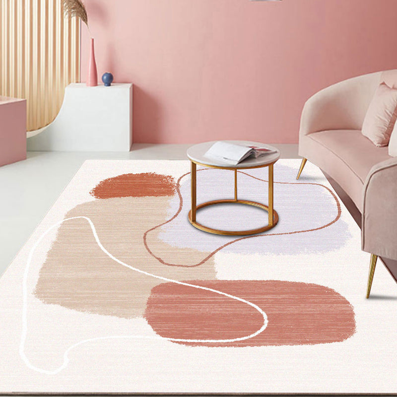 Classic Living Room Carpet Multicolor Color Block Rug Blended Fabric Pet Friendly Easy Care Rug