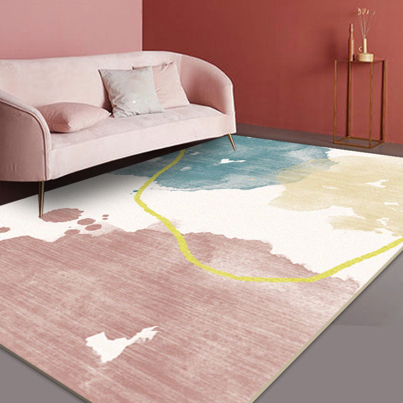 Classic Living Room Carpet Multicolor Color Block Rug Blended Fabric Pet Friendly Easy Care Rug